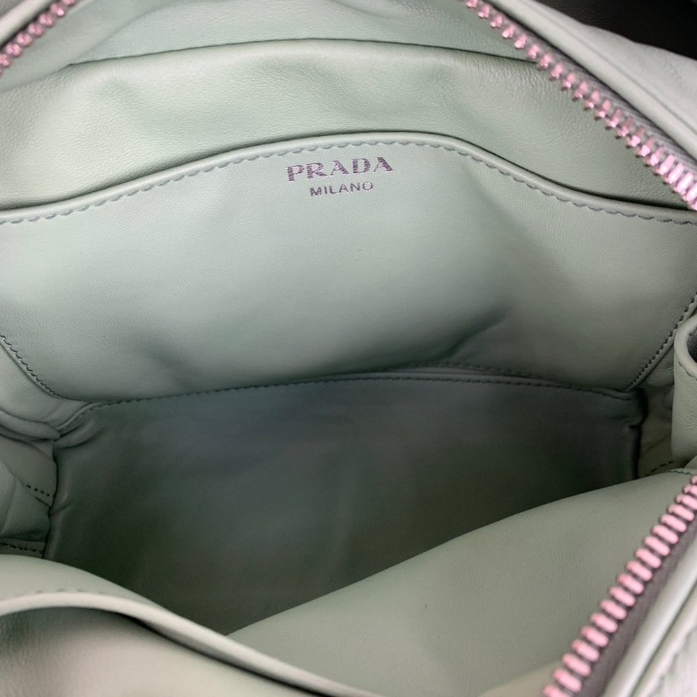 New Prada Italian Calf Leather Gray Bauletto Bag - Picture 7 of 8